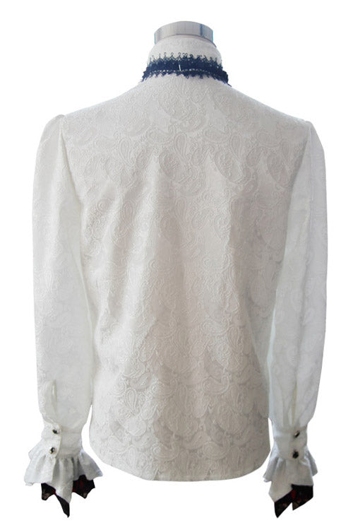 Lolita Blouse - Shining Rose Print, White, Men's Style, Printed, Gothic Style - additional product view 6