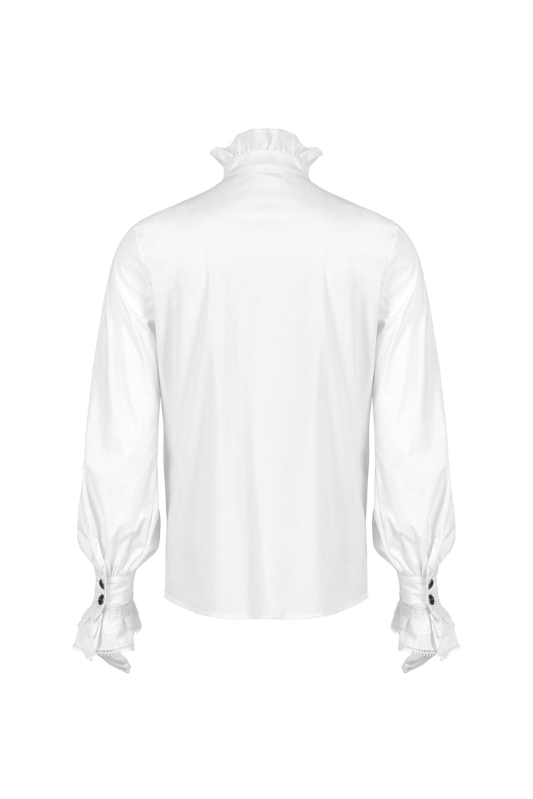 Lolita Blouse - Stand Collar Lantern Sleeves, White, Stand Collar, Men's Style - additional product view 7