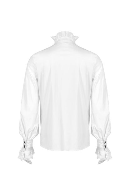 Lolita Blouse - Stand Collar Lantern Sleeves, White, Stand Collar, Men's Style - additional product view 7