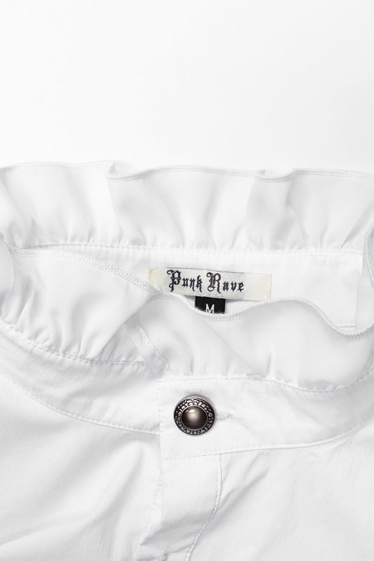 Lolita Blouse - Stand Collar Lantern Sleeves, White, Stand Collar, Men's Style - additional product view 8