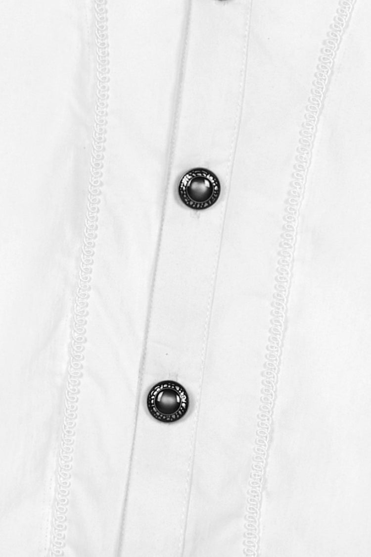 Lolita Blouse - Stand Collar Lantern Sleeves, White, Stand Collar, Men's Style - additional product view 9