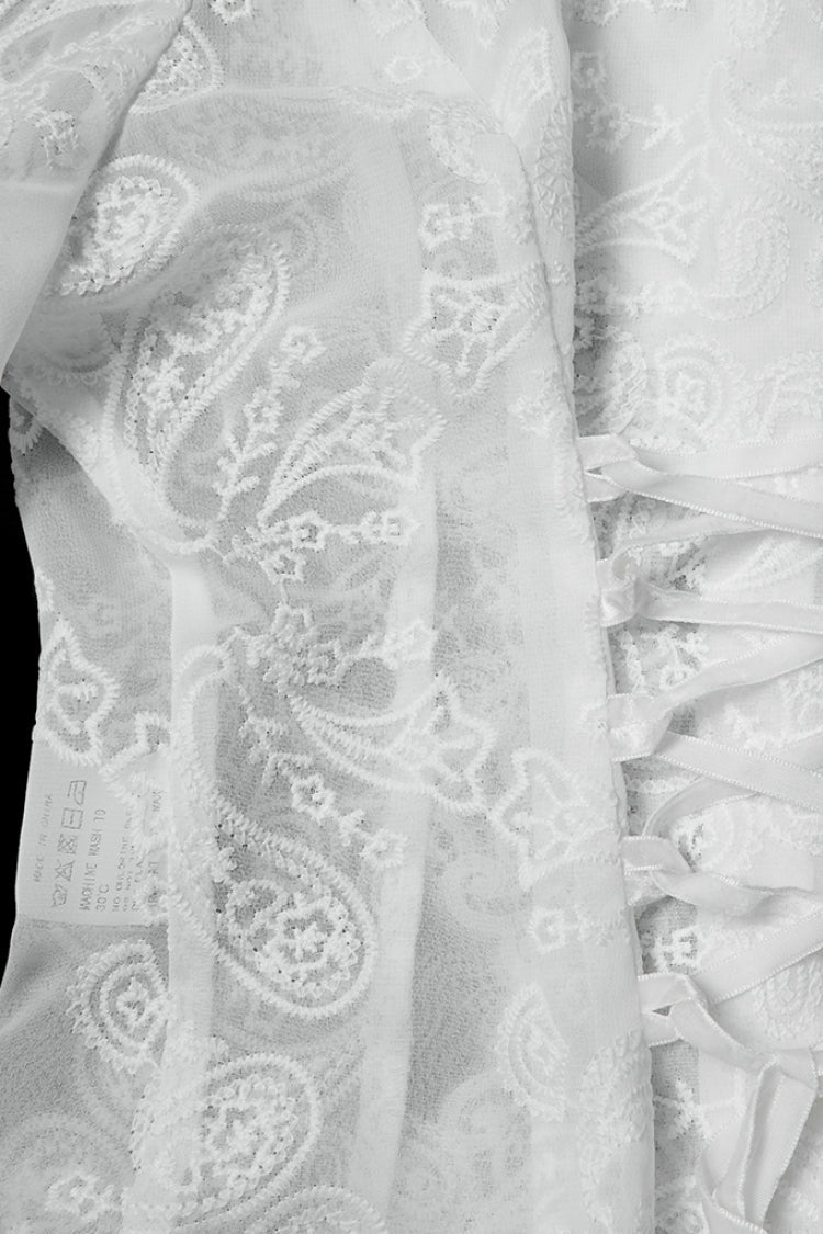 Lolita Blouse - Stand Collar Puff Floral, White, Puff Sleeves, Stand Collar, Women's Style - additional product view 8