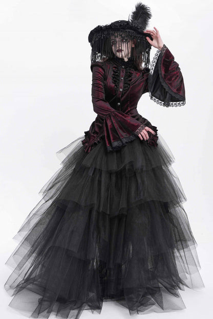 Lolita Blouse - Stand Collar Trumpet Ruffle, Red, Stand Collar, Women's Style - additional product view 12