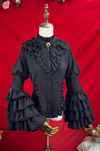 Lolita Blouse - The Angel Of Good And Evil, 4 Colors, Classic Style, Lace Trim, Ruffled - additional product view 5