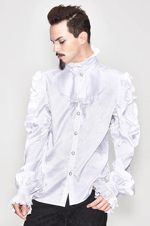 Lolita Blouse - Vampire, White, Men's Style, Ruffled, Gothic Style - additional product view 2