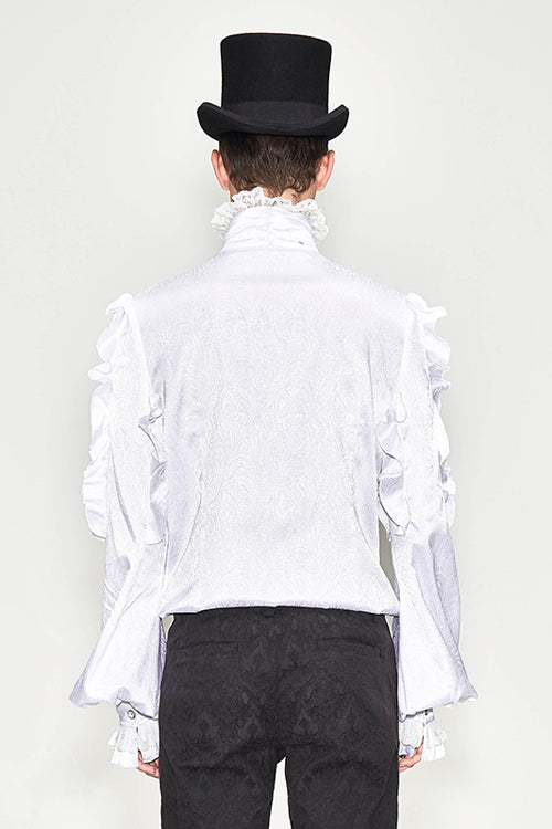 Lolita Blouse - Vampire, White, Men's Style, Ruffled, Gothic Style - additional product view 3