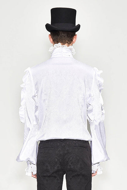 Lolita Blouse - Vampire, White, Men's Style, Ruffled, Gothic Style - additional product view 3