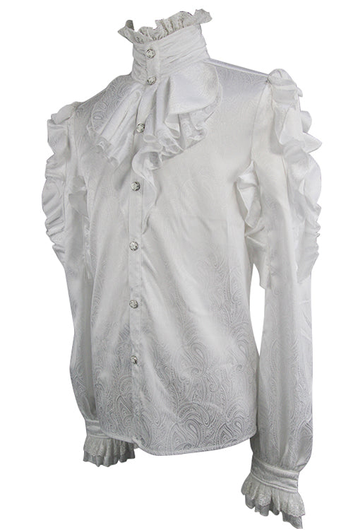 Lolita Blouse - Vampire, White, Men's Style, Ruffled, Gothic Style - additional product view 5
