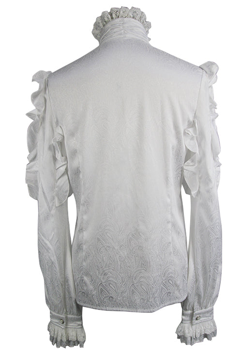Lolita Blouse - Vampire, White, Men's Style, Ruffled, Gothic Style - additional product view 6