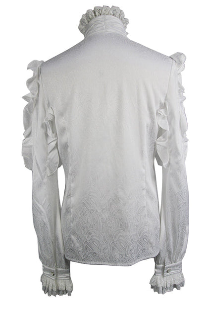 Lolita Blouse - Vampire, White, Men's Style, Ruffled, Gothic Style - additional product view 6