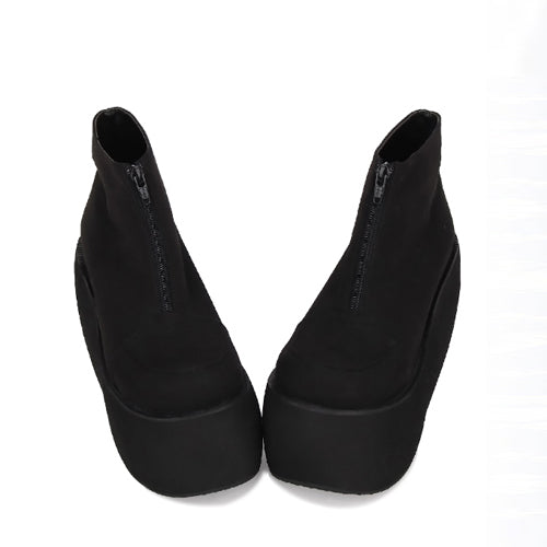 Lolita Boots - Front Zipper, Black, Zipper Detail, Platform Sole, Classic Style - additional product view 2