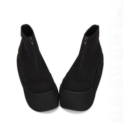 Lolita Boots - Front Zipper, Black, Zipper Detail, Platform Sole, Classic Style - additional product view 2