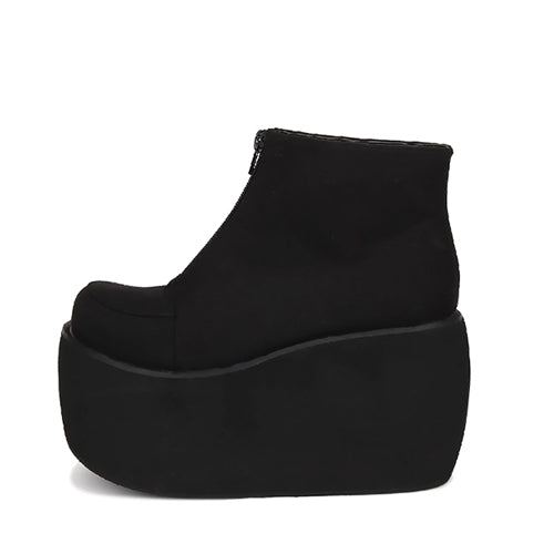 Lolita Boots - Front Zipper, Black, Zipper Detail, Platform Sole, Classic Style - additional product view 4