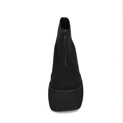 Lolita Boots - Front Zipper, Black, Zipper Detail, Platform Sole, Classic Style - additional product view 5