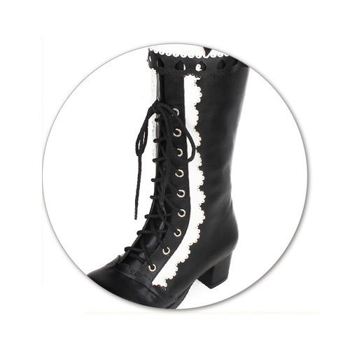Lolita Boots - Lace Bowknot Heart Shaped, 2 Colors, Lace Trim, Sweet Style, Bow Detail - additional product view 4