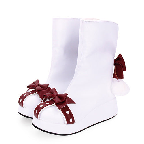 Lolita Boots - Round Toe, White, Sweet Style, Bow Detail - Alternative Fashion Shoes - additional product view 3