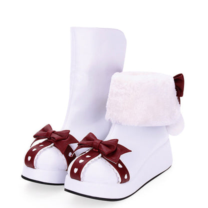 Lolita Boots - Round Toe, White, Sweet Style, Bow Detail - Alternative Fashion Shoes - main product image