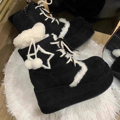 Lolita Boots - Star, 2 Colors, Sweet Style - Alternative Fashion Shoes - 34 Black / 35 Black / 36 Black option