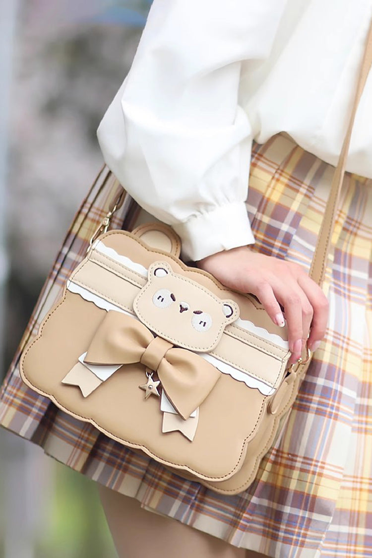 Lolita Character Bag - Bowknot Bear Crossbody, Brown, Bow Detail, Sweet Style - additional product view 2