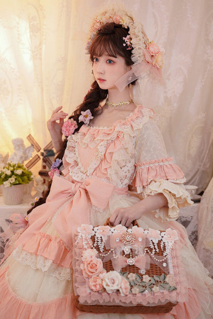 Lolita Character Bag - Hand Woven Rattan Flowers, 2 Colors, Sweet Style, Bow Detail - additional product view 4