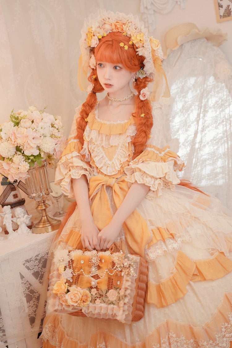 Lolita Character Bag - Hand Woven Rattan Flowers, 2 Colors, Sweet Style, Bow Detail - additional product view 6