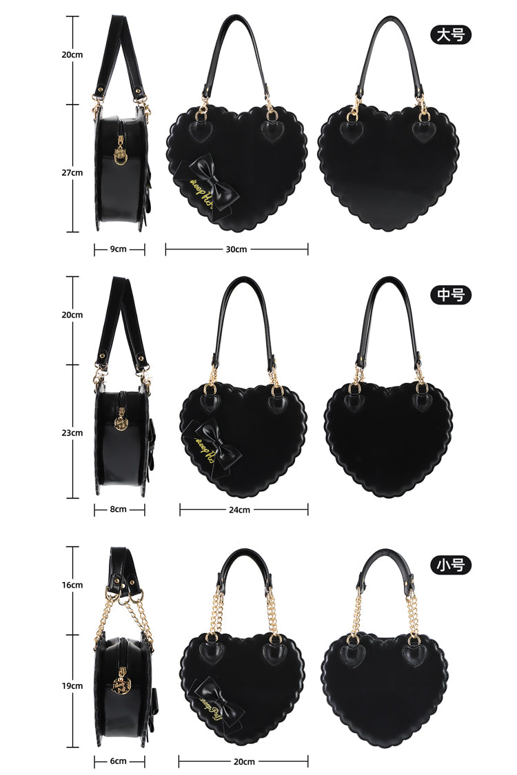 Lolita Character Bag - Heart, 5 Colors, Zipper Detail, Embroidered, Sweet Style - additional product view 4