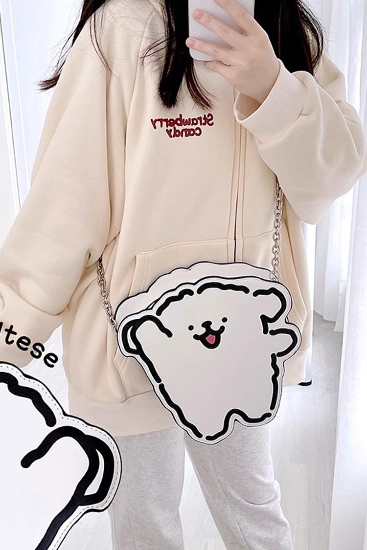 Lolita Character Bag - White/black Line Puppy Print, 2 Colors, Printed, Sweet Style - additional product view 2