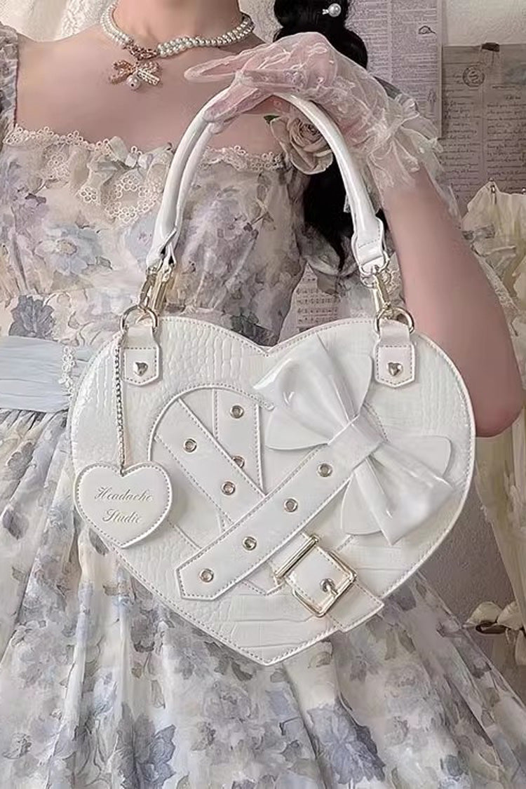 Lolita Character Bag - Witch Tea Break Heart Shaped, 3 Colors, Buckle Detail, Bow Detail - additional product view 2