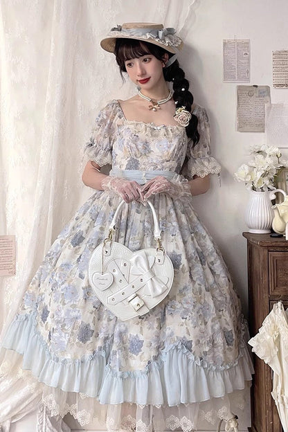 Lolita Character Bag - Witch Tea Break Heart Shaped, 3 Colors, Buckle Detail, Bow Detail - additional product view 4