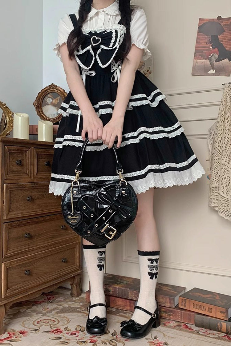 Lolita Character Bag - Witch Tea Break Heart Shaped, 3 Colors, Buckle Detail, Bow Detail - additional product view 5