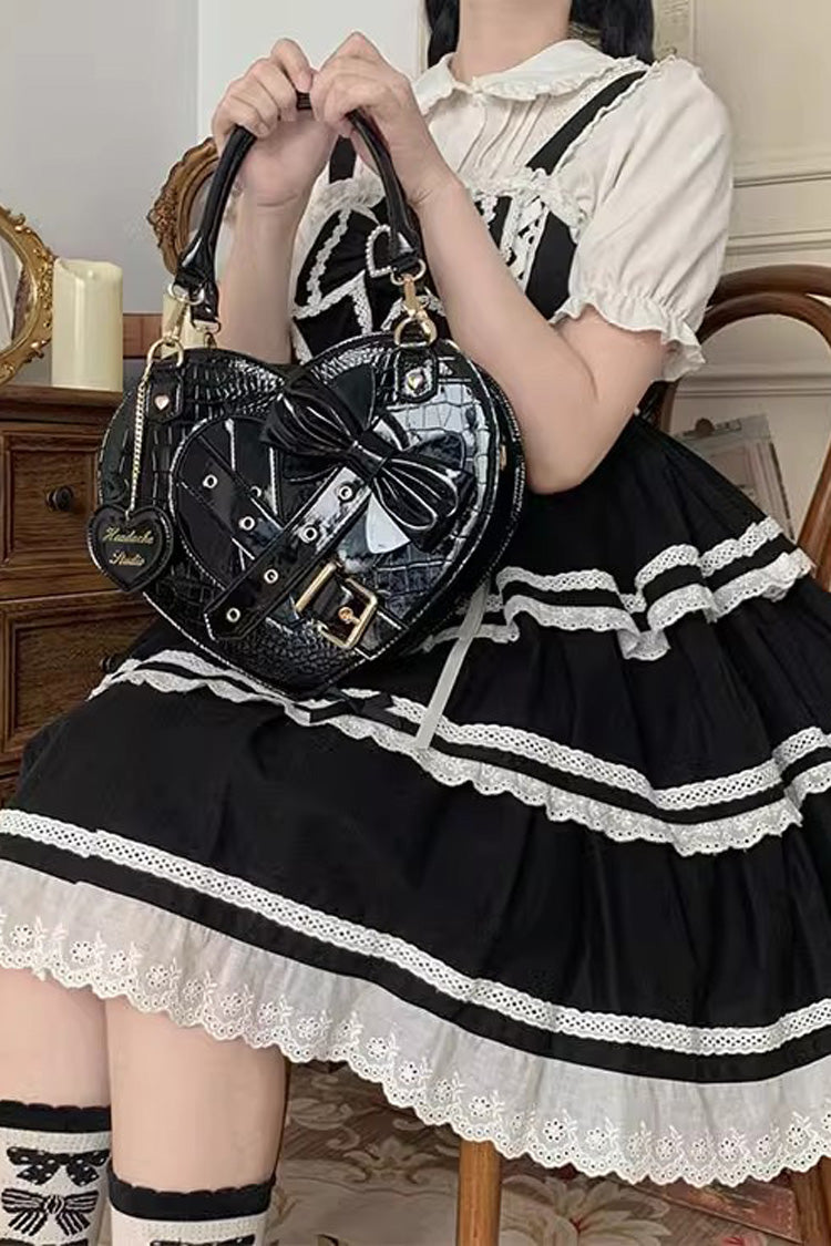 Lolita Character Bag - Witch Tea Break Heart Shaped, 3 Colors, Buckle Detail, Bow Detail - additional product view 6