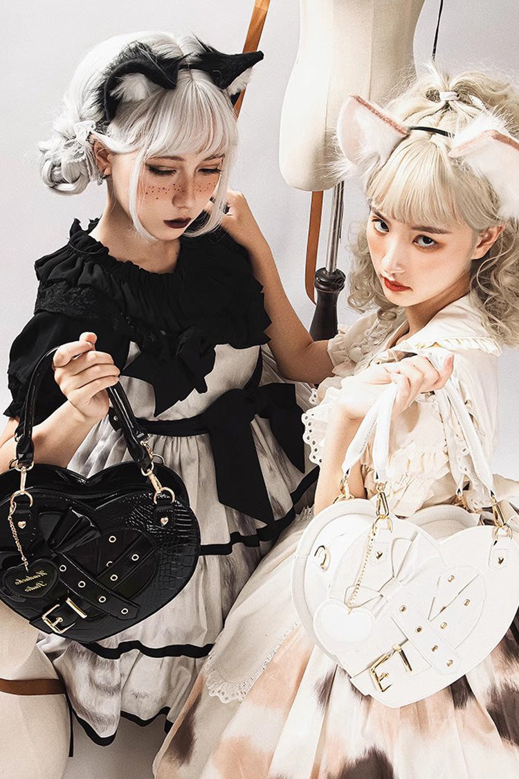 Lolita Character Bag - Witch Tea Break Heart Shaped, 3 Colors, Buckle Detail, Bow Detail - additional product view 7