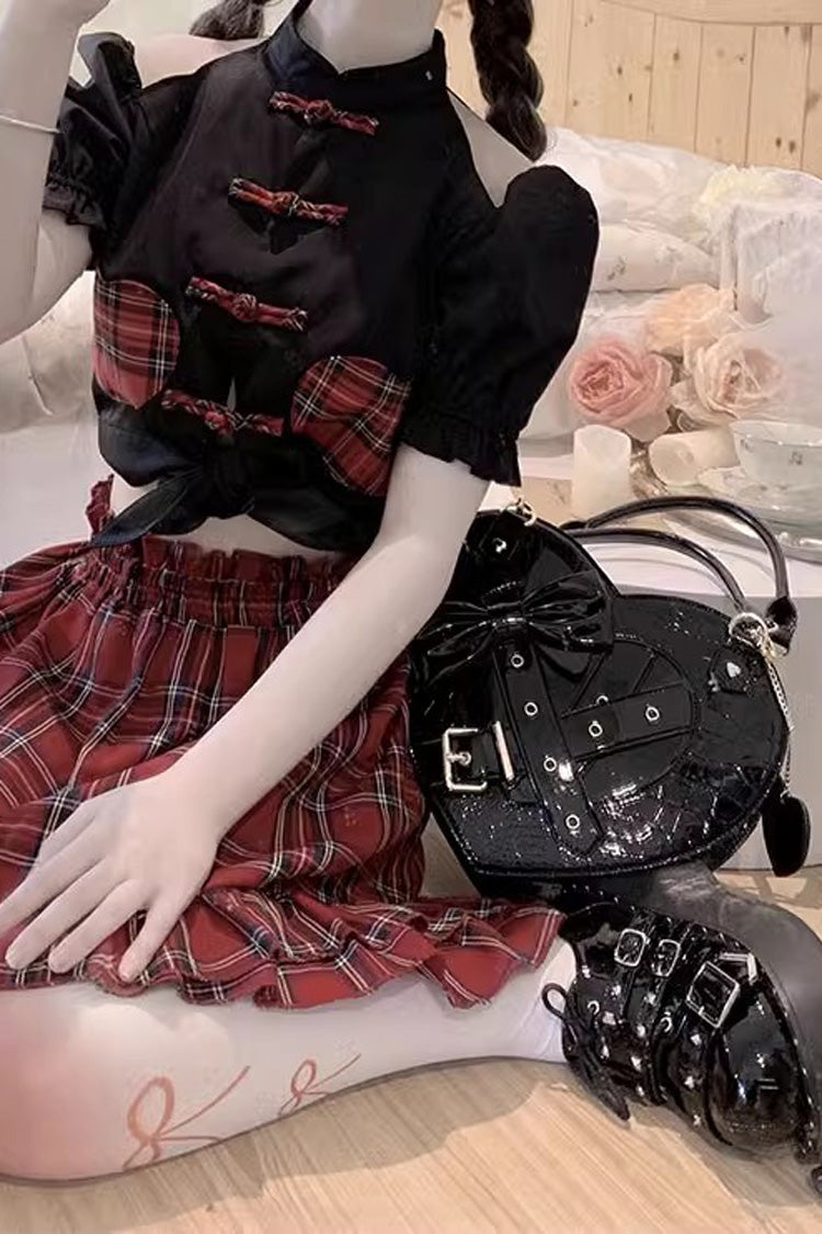 Lolita Character Bag - Witch Tea Break Heart Shaped, 3 Colors, Buckle Detail, Bow Detail - additional product view 9