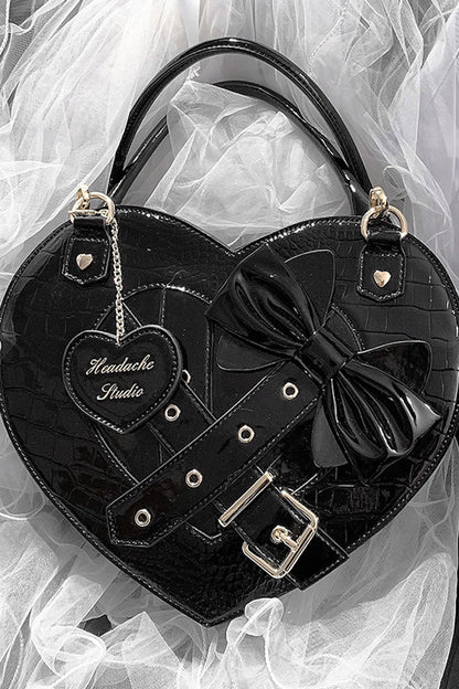 Lolita Character Bag - Witch Tea Break Heart Shaped, 3 Colors, Buckle Detail, Bow Detail - main product image