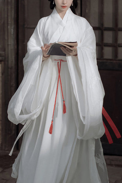 Lolita Coordinate Set - Ancient Chinese Wide Sleeved God, White, Chinese-Inspired Style - main product image
