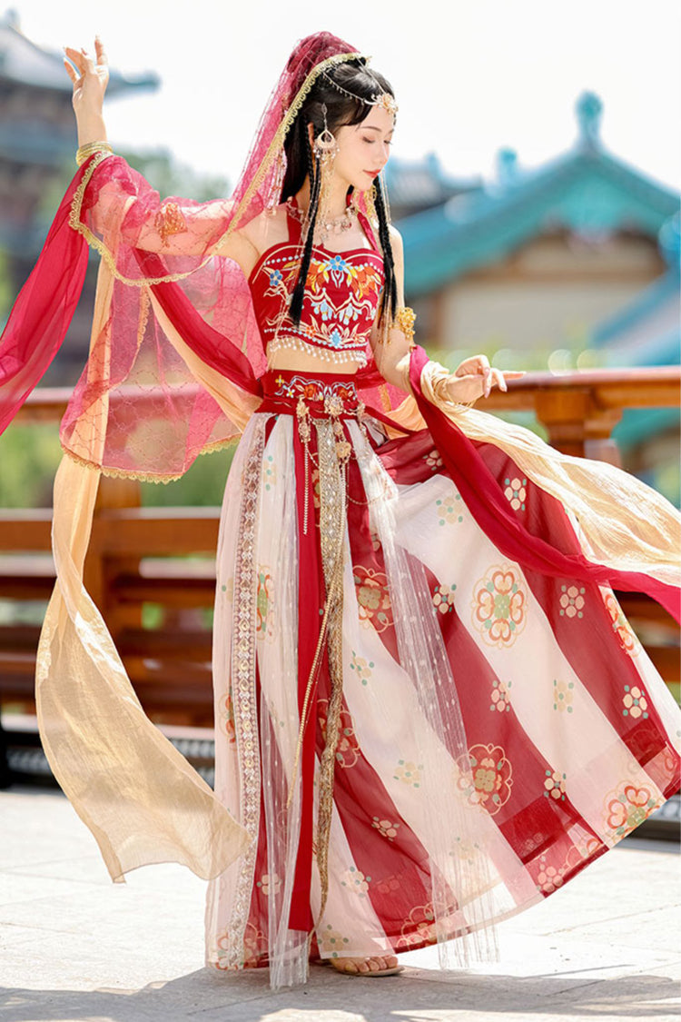 Lolita Coordinate Set - Elegant Print, Red, High Waist, Printed, Embroidered - additional product view 2