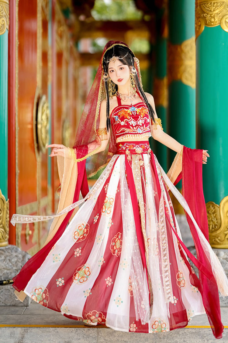 Lolita Coordinate Set - Elegant Print, Red, High Waist, Printed, Embroidered - additional product view 3