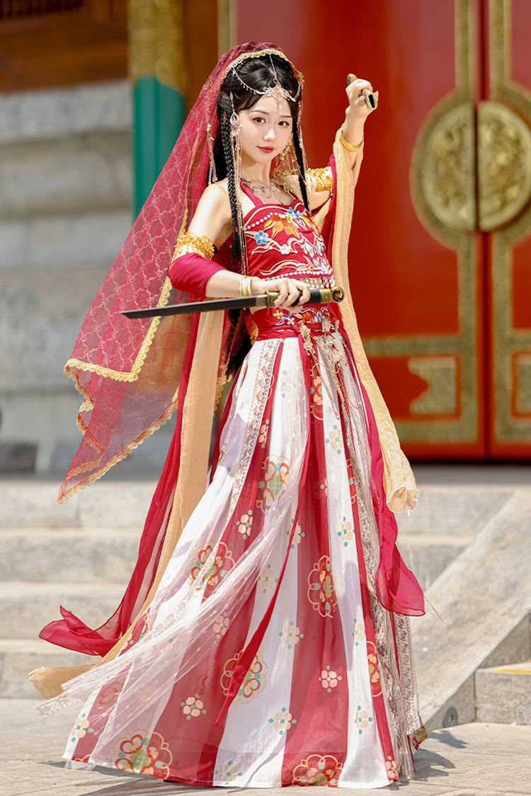 Lolita Coordinate Set - Elegant Print, Red, High Waist, Printed, Embroidered - additional product view 4