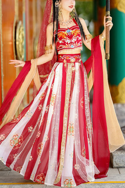 Lolita Coordinate Set - Elegant Print, Red, High Waist, Printed, Embroidered - main product image