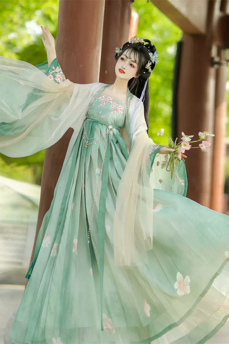 Lolita Coordinate Set - Embroidery Chinese Style Hanfu, 2 Colors, Women's Style - S Green / M Green / L Green option