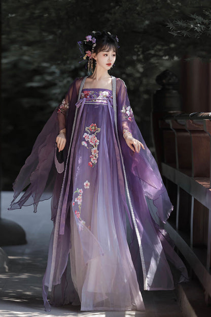 Lolita Coordinate Set - Embroidery Tang-style Hezi Hanfu, Purple, Long Sleeves - additional product view 3
