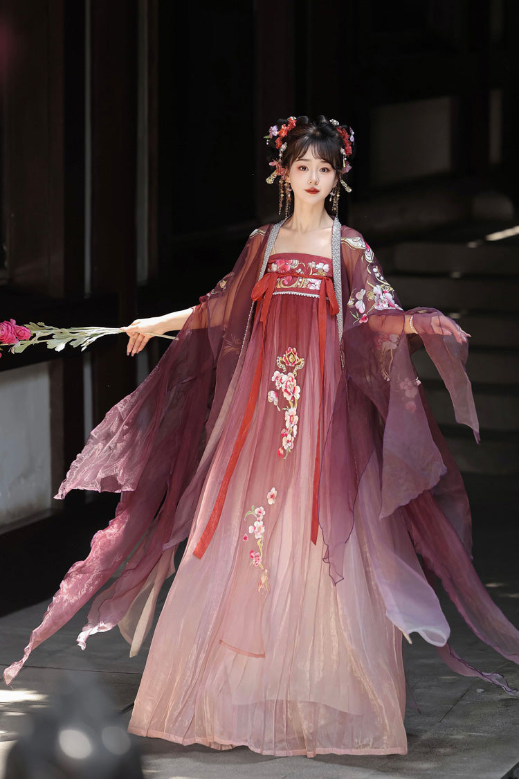 Lolita Coordinate Set - Embroidery Tang-style Hezi Hanfu, Red, Chinese-Inspired Style - additional product view 2