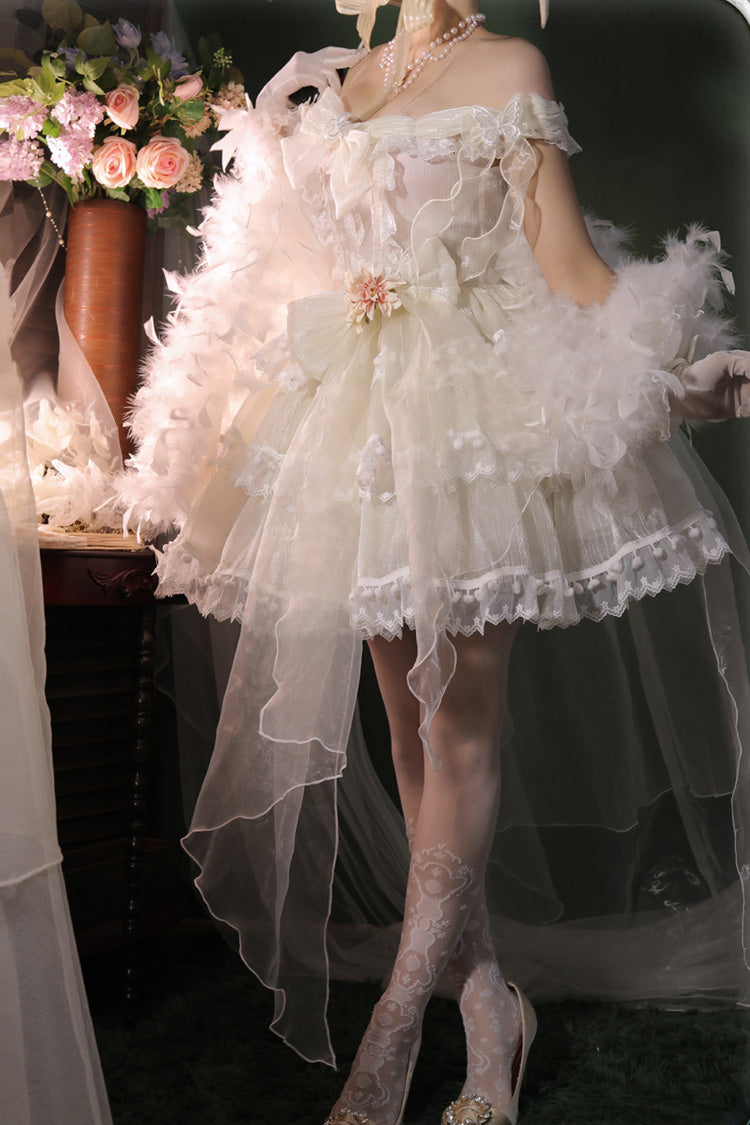Lolita Coordinate Set - Multi-layered, White, Bow Detail, Ruffled, Sweet Style - additional product view 4