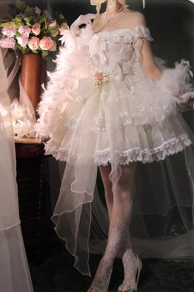Lolita Coordinate Set - Multi-layered, White, Bow Detail, Ruffled, Sweet Style - additional product view 5