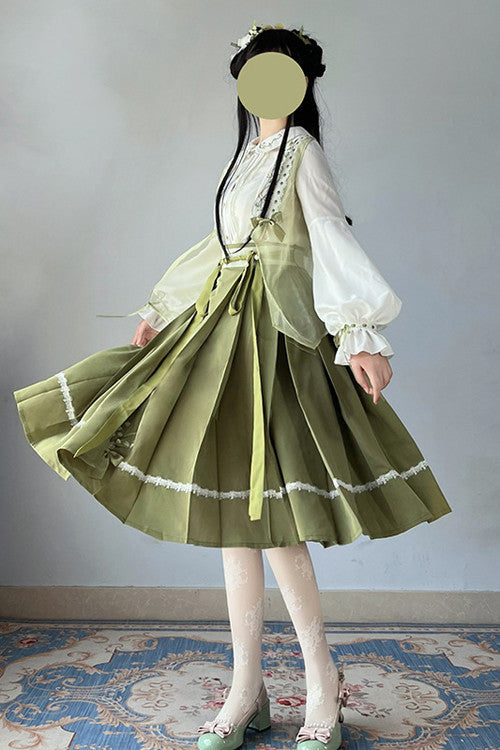 Lolita Coordinate Set - New Chinese Style Han Element, Green, Sweet Style - additional product view 2