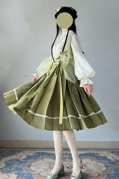 Lolita Coordinate Set - New Chinese Style Han Element, Green, Sweet Style - additional product view 2