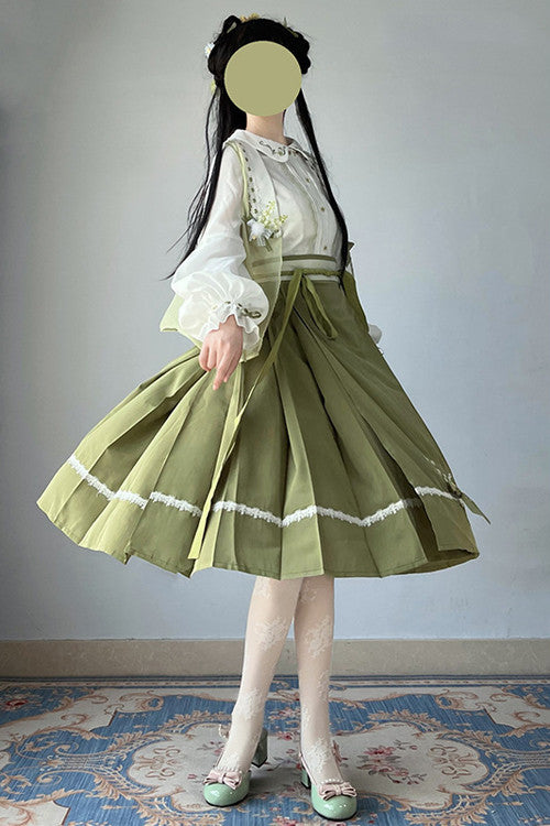 Lolita Coordinate Set - New Chinese Style Han Element, Green, Sweet Style - additional product view 4