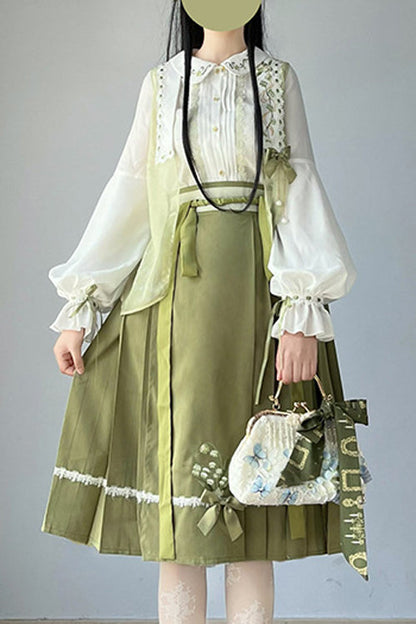 Lolita Coordinate Set - New Chinese Style Han Element, Green, Sweet Style - main product image