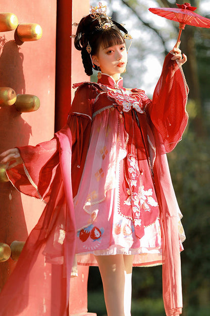 Lolita Coordinate Set - Original Strawberry Printed, Red, Embroidered, Sweet Style - additional product view 2