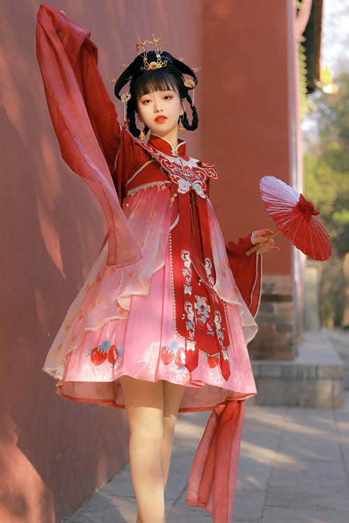 Lolita Coordinate Set - Original Strawberry Printed, Red, Embroidered, Sweet Style - additional product view 3